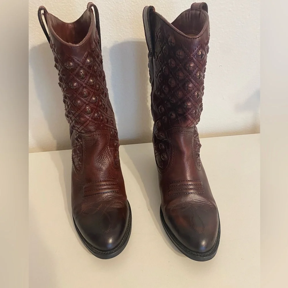 Lucky Brand Madonna Cordovan Leather Western Boots size 7.5
